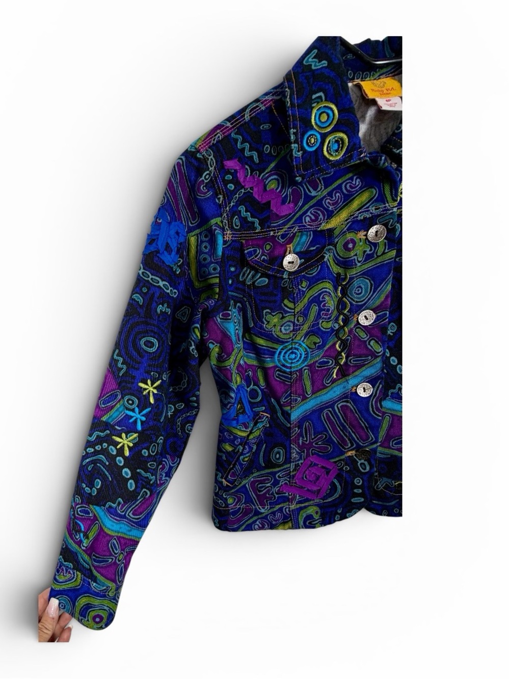 Rudy Rd Petite Women’s “Hearts Of Palm” Denim Jacket NWOT. Size 6 Petite. - Picture 9 of 15